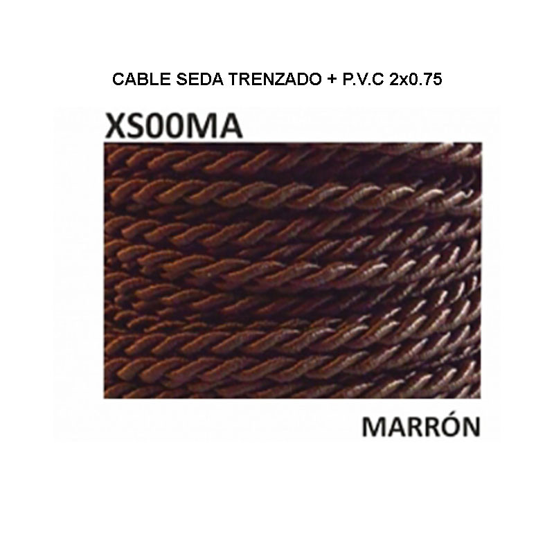 Cable trenzado seda PVC 2x0.75, en acabado marrón.