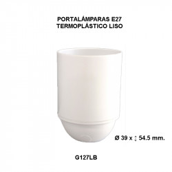 Portalámparas E27 termoplástico liso blanco. Ø 39 x ↕ 54.5 mm.