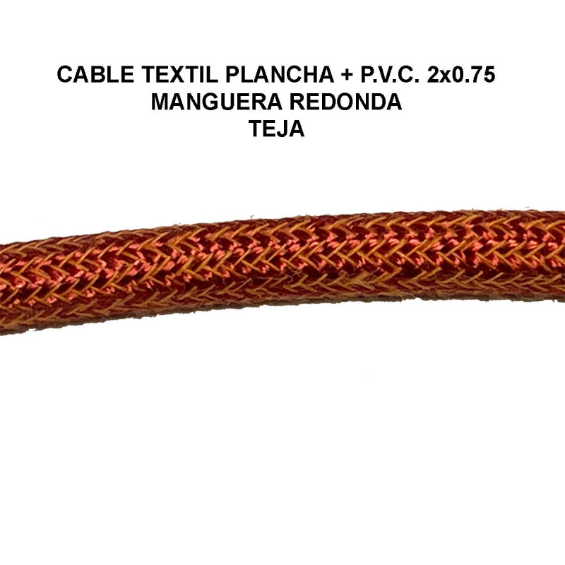 Cable textil plancha + P.V.C. 2x0.75 Manguera redonda, en acabado teja.