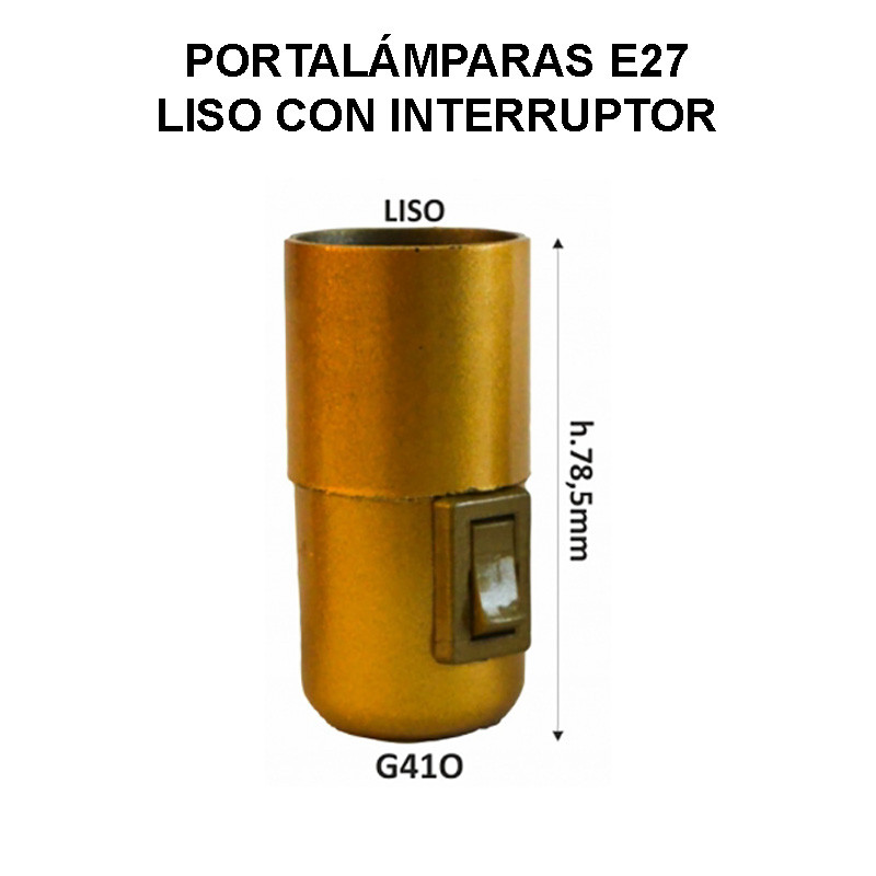 G41O - Portalámparas E27 Liso con Interruptor - Repuesto para Lámparas