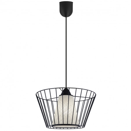 Lámpara de techo colgante moderno, Serie Feroe, con pendel de plástico negro, 1 luz E27, con pantalla