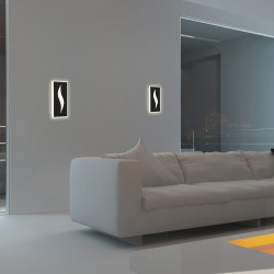 Aplique de pared moderno, Serie Amir, estructura de metacrilato y acrílico, en acabado negro, iluminación LED integrada