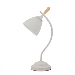 Lámpara de sobremesa moderno, Serie Nina, estructura metálica en acabado blanco, con elementos de madera, 1 luz