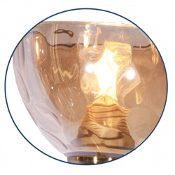 Lámpara de techo clásica, Serie Texas, estructura metálica en acabado cuero, 3 luces E27, con tulipas de cristal
