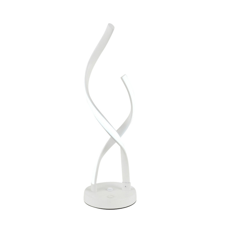 Lámpara de sobremesa moderno, Serie Lupin, base metálica en acabado blanco y acrílico, iluminación LED integrada, 15W