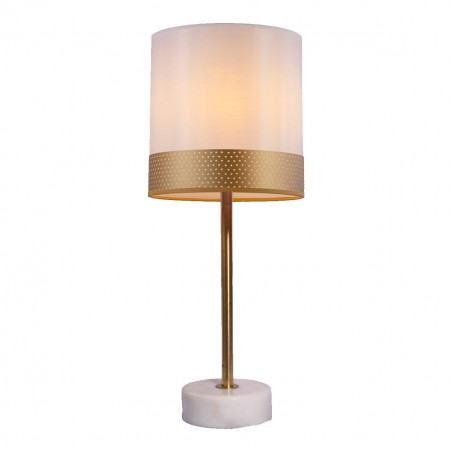 Lámpara de sobremesa moderno, Serie Golden, base de mármol blanco, con metal en acabado dorado, 1 luz