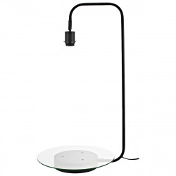 Lámpara de sobremesa moderno, Serie Cristal, estructura metálica en acabado negro, con mesa de cristal transparente