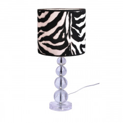 Lámpara de mesa moderna, Serie Zebra, estructura de acrílico transparente, 1 luz E27, con pantalla cilíndrica