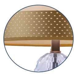 Lámpara de mesa moderna, Serie Crystal, base metálica en acabado dorado, con cuerpo de bolas de cristal, 1 luz E27