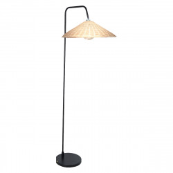 Lámpara de pie moderno, Serie Mediterráneo, estructura metálica en acabado negro, 1 luz E27, con pantalla