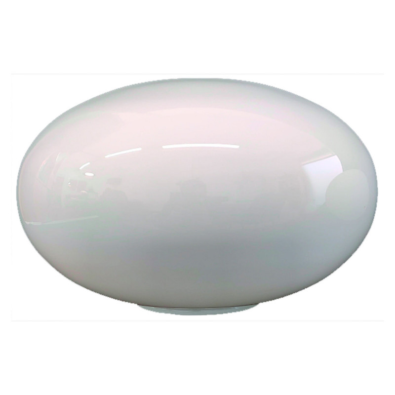 Bola de cristal chata, en acabado opal brillo. Ø 250 mm. Altura 160 mm. Boca Ø 92 mm.