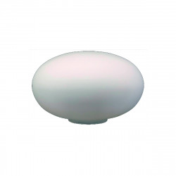 Bola de cristal chata, en acabado opal mate. Ø 160 mm. Altura 100 mm. Boca Ø 60 mm.