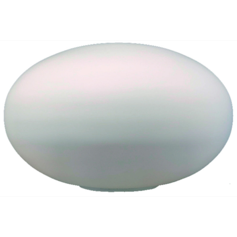 Bola de cristal chata, en acabado opal mate. Ø 250 mm. Altura 160 mm. Boca Ø 92 mm.