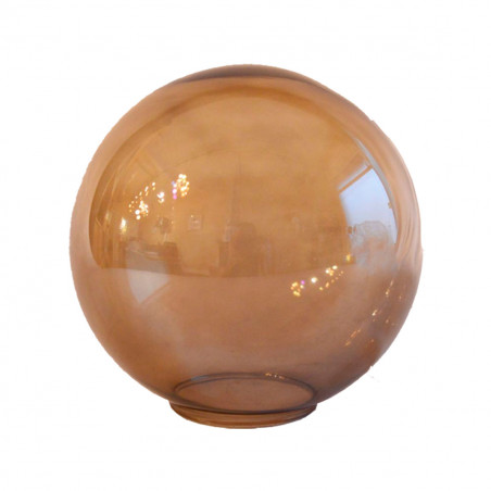 Bola de cristal en acabado fumé. Ø 250 mm. Boca Ø 85 mm.