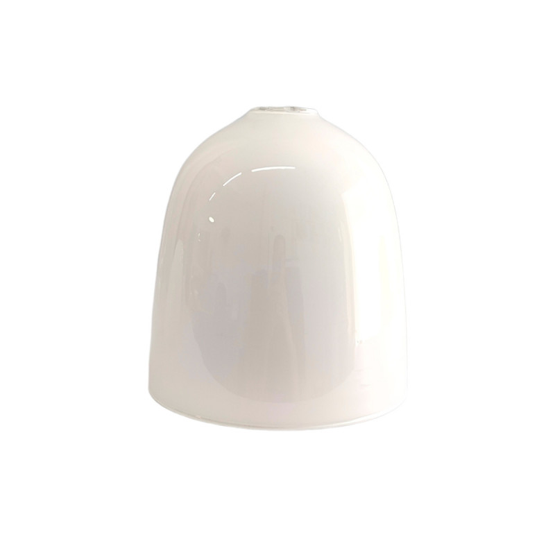 Tulipa para lámparas. Colgante de cristal campana oval en acabado opal. 225x210 mm. Boca Ø 50 mm.