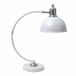 Lámpara Flexo vintage, Serie Luján pequeño, estructura metálica en acabado blanco brillo, con elementos en acabado cromo.