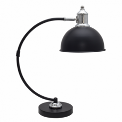Lámpara Flexo vintage, Serie Luján pequeño, estructura metálica en acabado negro brillo/cromo brillo, 1 luz E27.