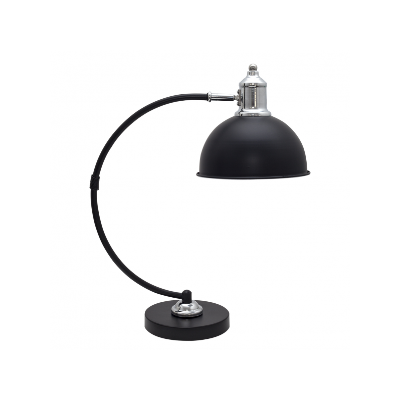 Lámpara Flexo vintage, Serie Luján pequeño, estructura metálica en acabado negro brillo/cromo brillo, 1 luz E27.
