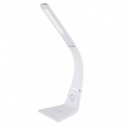 Lámpara Flexo moderno LED, Serie Kodonita, en color blanco con detalles en cromo. Realizado en aluminio y ABS.