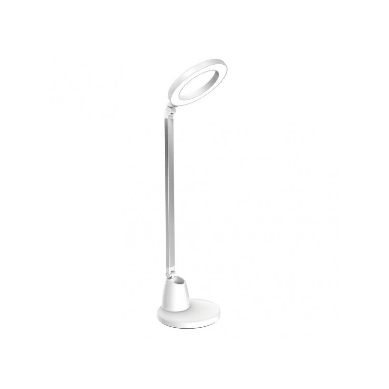 Lámpara Flexo moderno LED, Serie Calcita, en color blanco/plata. Realizado en metal y ABS, de diseño moderno y elegante.