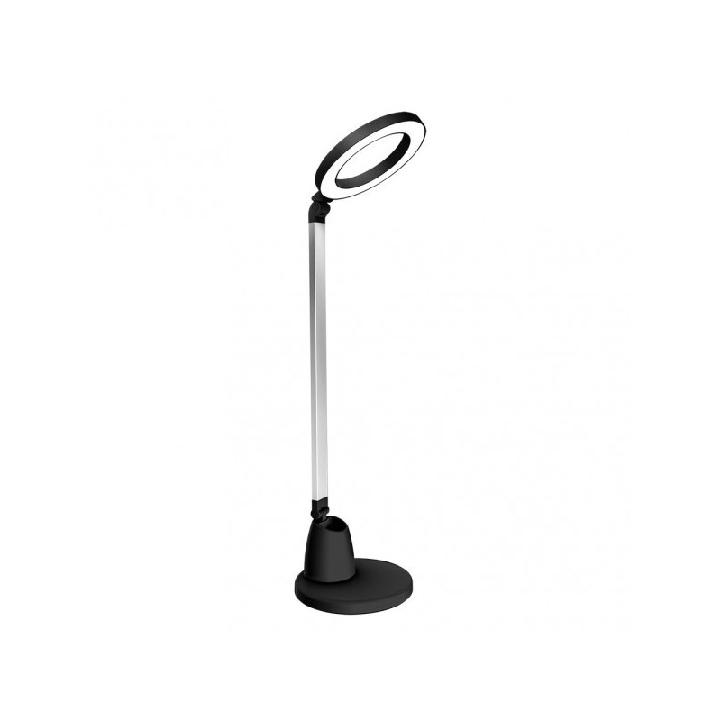 Lámpara Flexo moderno LED, Serie Calcita, en color negro/plata. Realizado en metal y ABS, de diseño moderno y elegante.