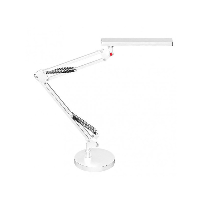 Lámpara Flexo moderno LED, Serie  Hematites, de color blanco. De diseño moderno y sencillo realizado en metal