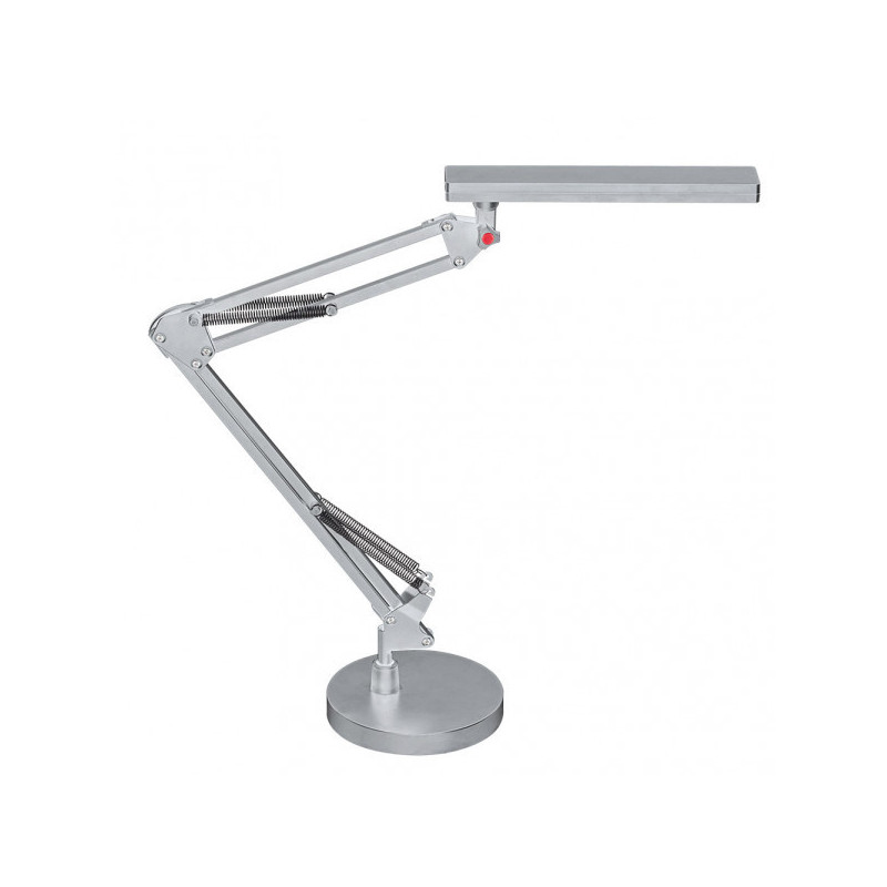 Lámpara Flexo moderno LED, Serie  Hematites, de color cromo. De diseño moderno y sencillo realizado en metal.
