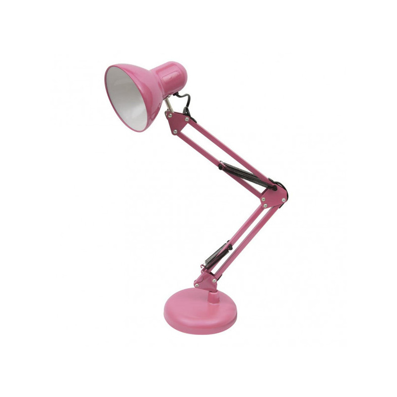 Lámpara Flexo vintage, Serie Rutilo, de color rosa. De diseño elegante y sencillo realizado en metal.