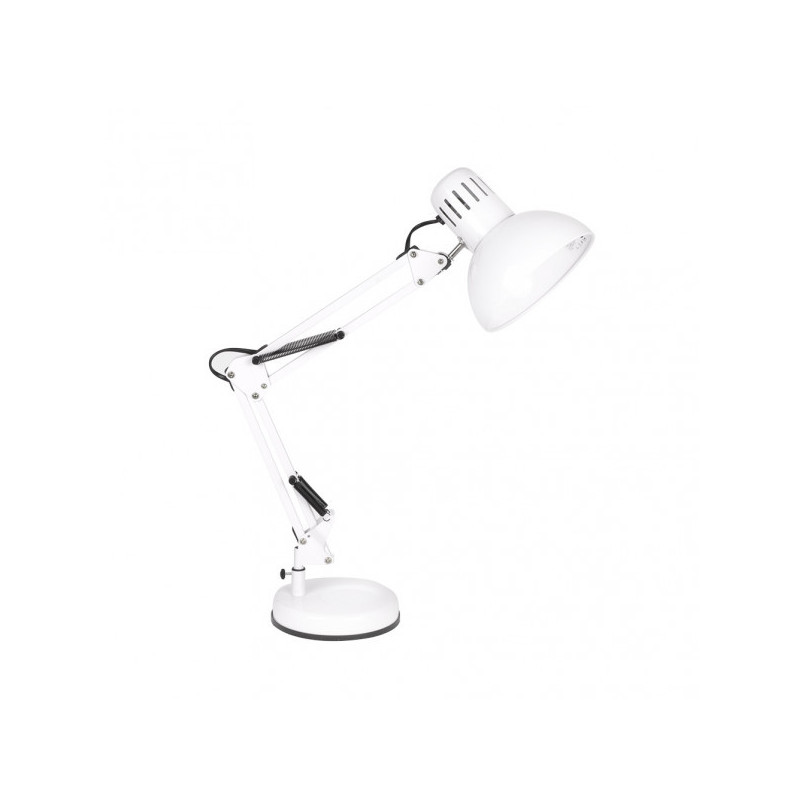 Lámpara Flexo vintage, Serie Rutilo, de color blanco. De diseño elegante y sencillo realizado en metal.