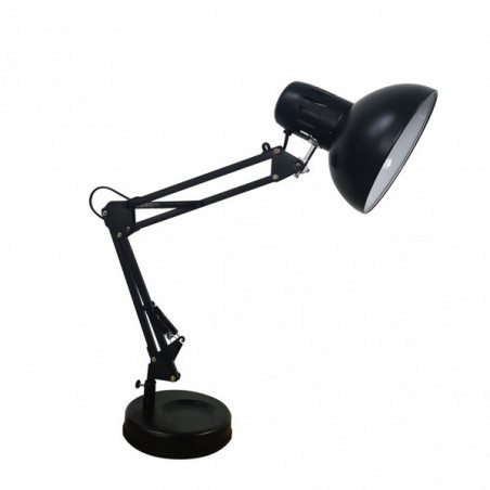 Lámpara Flexo vintage, Serie Rutilo, de color negro mate. De diseño elegante y sencillo realizado en metal.