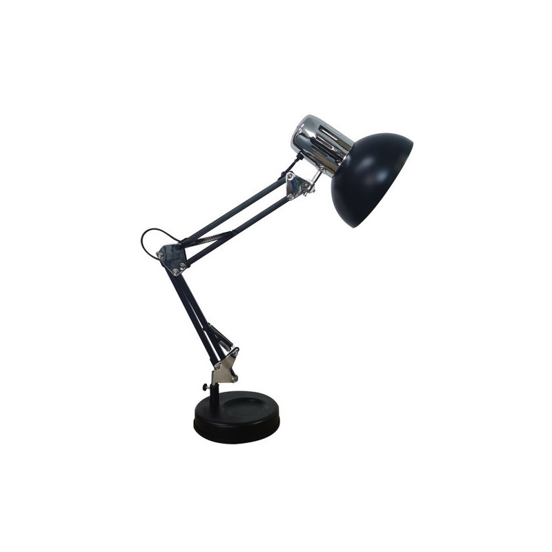Lámpara Flexo vintage, Serie Rutilo, de color negro/cromo. De diseño elegante y sencillo realizado en metal.