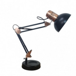 Lámpara Flexo vintage, Serie Rutilo, de color negro/cobre. De diseño elegante y sencillo realizado en metal.