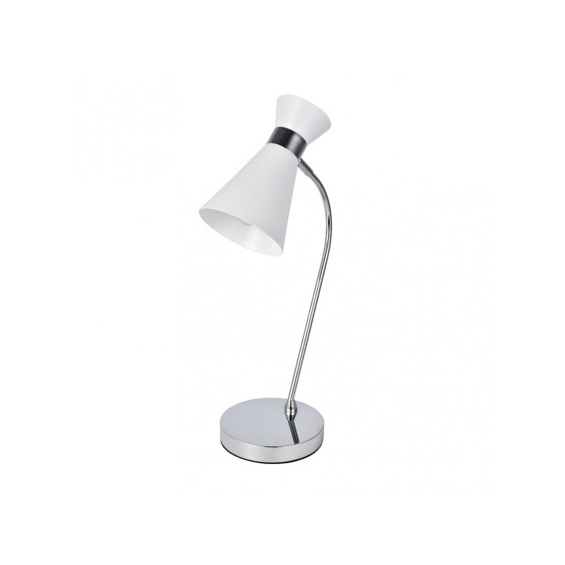 Lámpara de mesa moderno, Serie Petra, de color blanco/cromo brillo realizado en metal.
