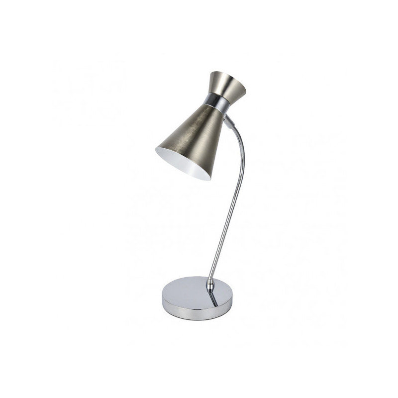 Lámpara de mesa moderno, Serie Petra, de color níquel/cromo brillo realizado en metal.