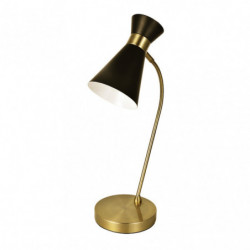 Lámpara de mesa moderno, Serie Petra, de color negro/cuero realizado en metal.