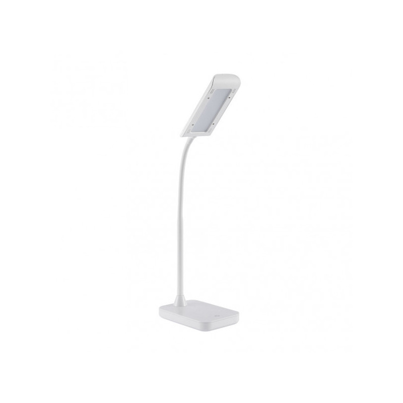 Lámpara Flexo moderno LED, Serie Oliver, en color blanco. Realizado en metal, acrílico y ABS.