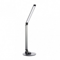 Lámpara Flexo moderno LED, Serie Barítono, color plata. Realizado en aluminio, acrílico y policarbonato.