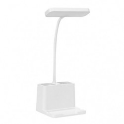 Lámpara Flexo moderno LED, Serie Genio, en color blanco. Realizado en ABS y silicona, de diseño moderno y funcional