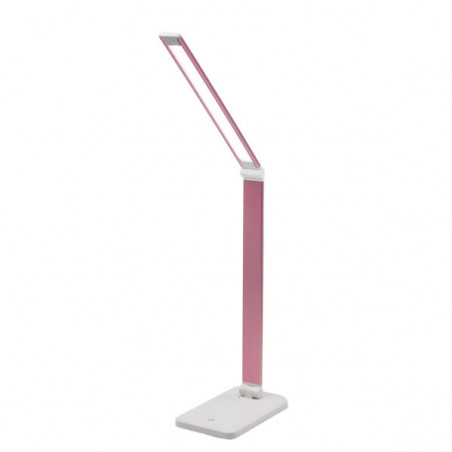 Lámpara Flexo moderno LED, Serie Decada, en color blanco/rosa. Realizado en aluminio y ABS.