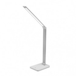 Lámpara Flexo moderno LED, Serie Decada, en color blanco/plata. Realizado en aluminio y ABS. De diseño moderno y elegante