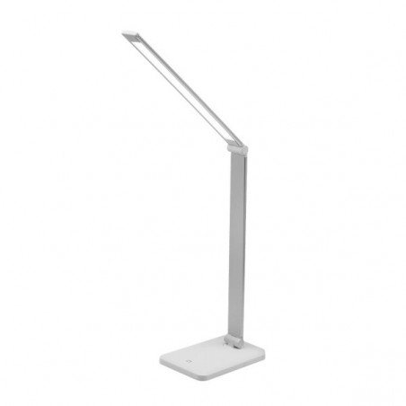 Lámpara Flexo moderno LED, Serie Decada, en color blanco/plata. Realizado en aluminio y ABS. De diseño moderno y elegante