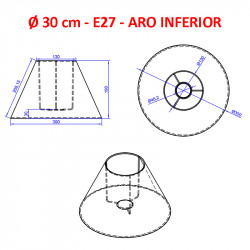 Pantalla para lámparas, 30x13x19 cm (aro inferior x aro superior x altura), en tela acabados grupo 4.