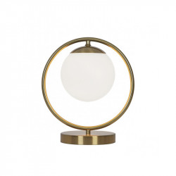 Lámpara de mesa moderno, colección Odil, estructura metálica en acabado latón, 1 luz E14, con bola de cristal