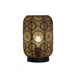 Lámpara de sobremesa vintage, colección Bisbe, estructura metálica decorado con perforaciones que forman un patrón