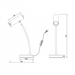 La lámpara flexo retro Antia es una pieza de diseño elegante y funcional. Altura total 48 cm, ancho 15 cm, fondo 26 cm.