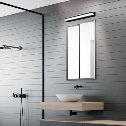 El aplique de pared para baño Serie Aero es una pieza de diseño moderno y elegante, perfecta para iluminar espejos de baño.