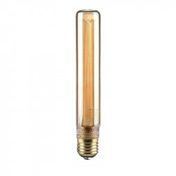 Bombilla LED tubular de filamentos E27, cristal ámbar, 2W 65 lúmenes 1.800 ºK, 360º de apertura. Ø 30 x 185 mm