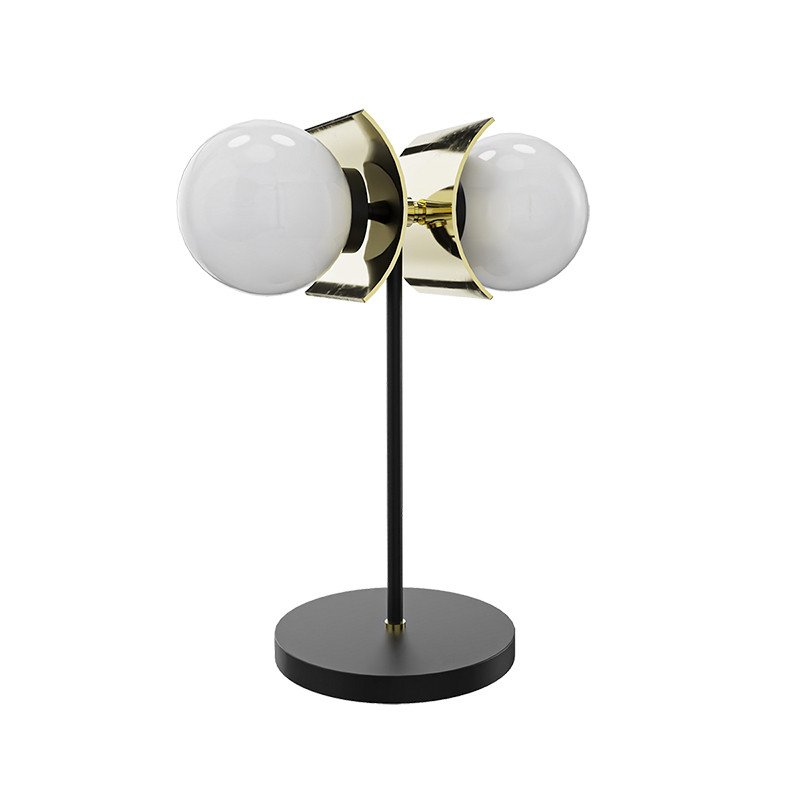 Esta lámpara de mesa retro vintage 2 luces, colección Blavet, es una pieza de diseño elegante y sofisticado.