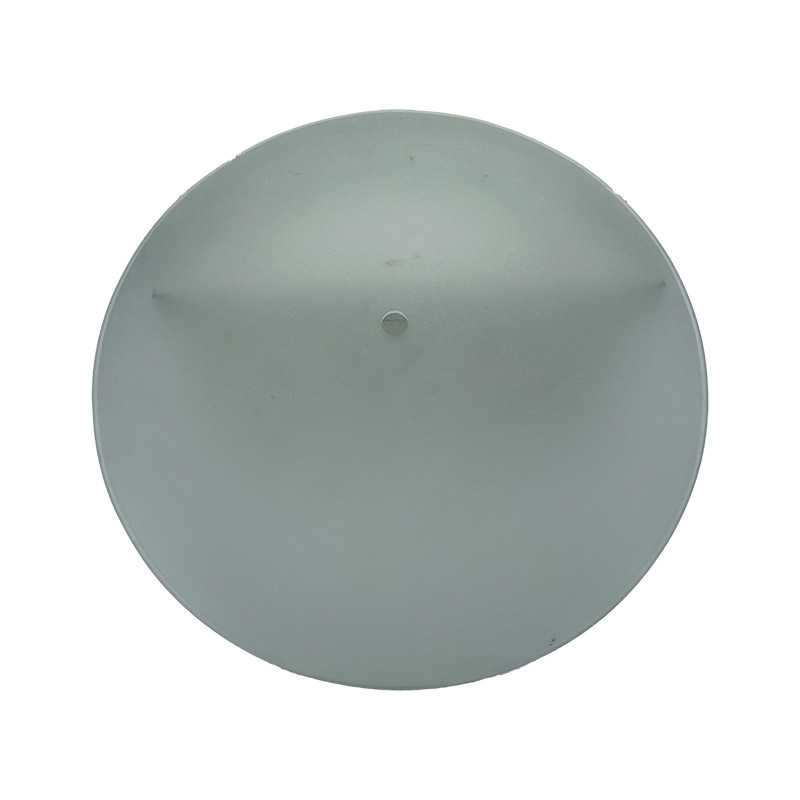 Cristal para plafón, en acabado ácido, con taladro central Ø 10 mm, diámetro Ø 30 cm, altura 5.7 cm.