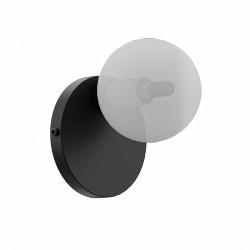 Lámpara / aplique de pared de metal negro con bola de cristal es una pieza moderna y minimalista